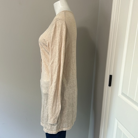 Lilly Pulitzer Jacey Gold Metallic Linen Blend Cardigan Sweater Shimmer Sparkle - Picture 5 of 9
